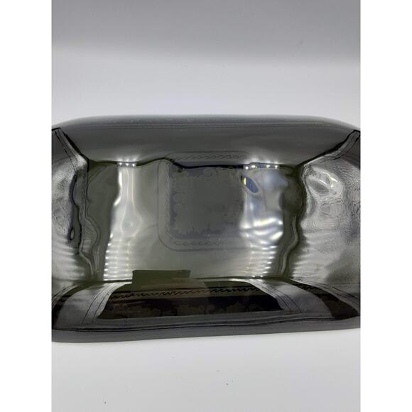 Smoky Glass Tray Plate With White & Gold Accent Console Dish Serving Platter - Picture 7 of 12